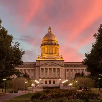 State Capitol Building with sunset
