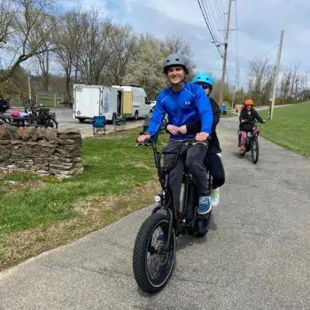People riding E Bikes