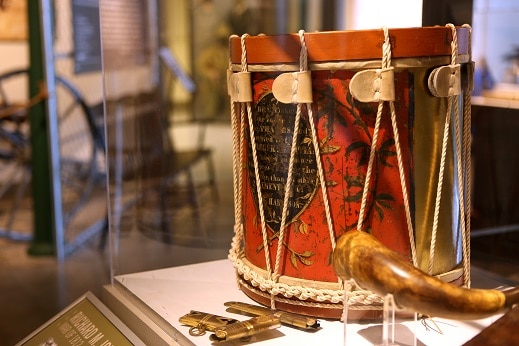 drum in display case at Military Museum