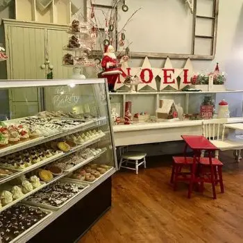 Bakery with showcase of assorted goodies