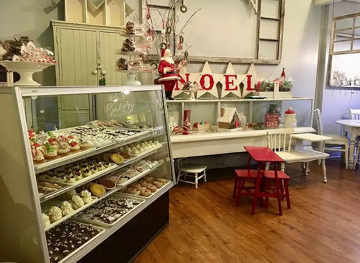 Bakery with showcase of assorted goodies