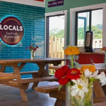 Local's food hub and pizza pub's dining area.