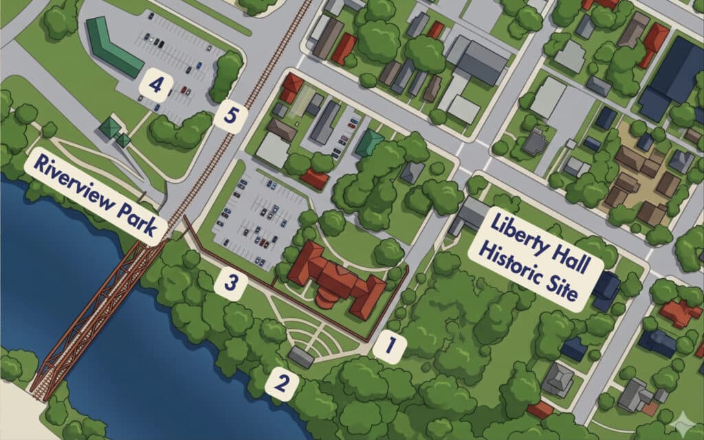 Map of Riverview Park, Liberty Hall-er America 250 Music Festival