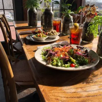 Set table at the Sage Garden Cafe
