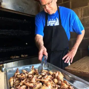 Man preparing wings at Staxx BBQ Man preparing wings at Staxx BBQ