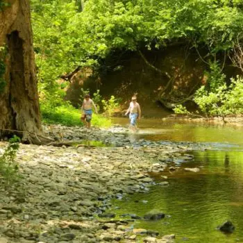 2 boys walking in the creek atStill Water Campground 2 boys walking in the creek atStill Water Campground